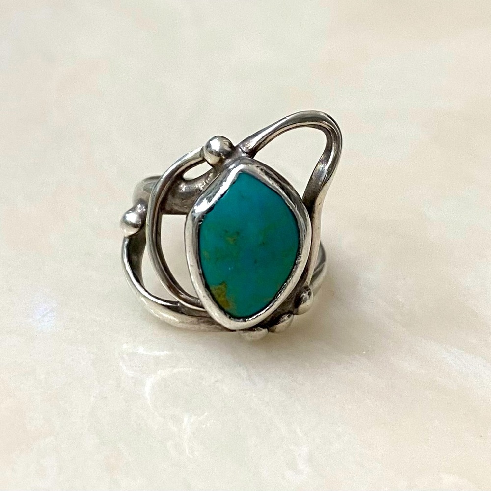 Sterling silver and turquoise ring size 5.5